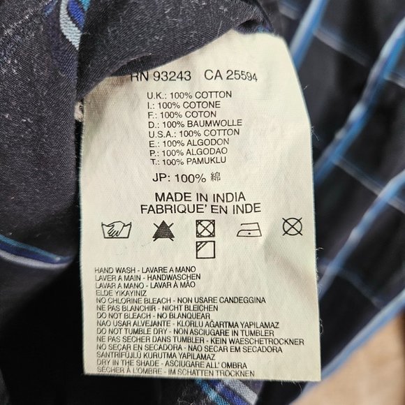 Diesel Shirt Pearl Snap Button-Down Pockets Mens Size M Black Blue Plaid Western - Picture 9 of 10